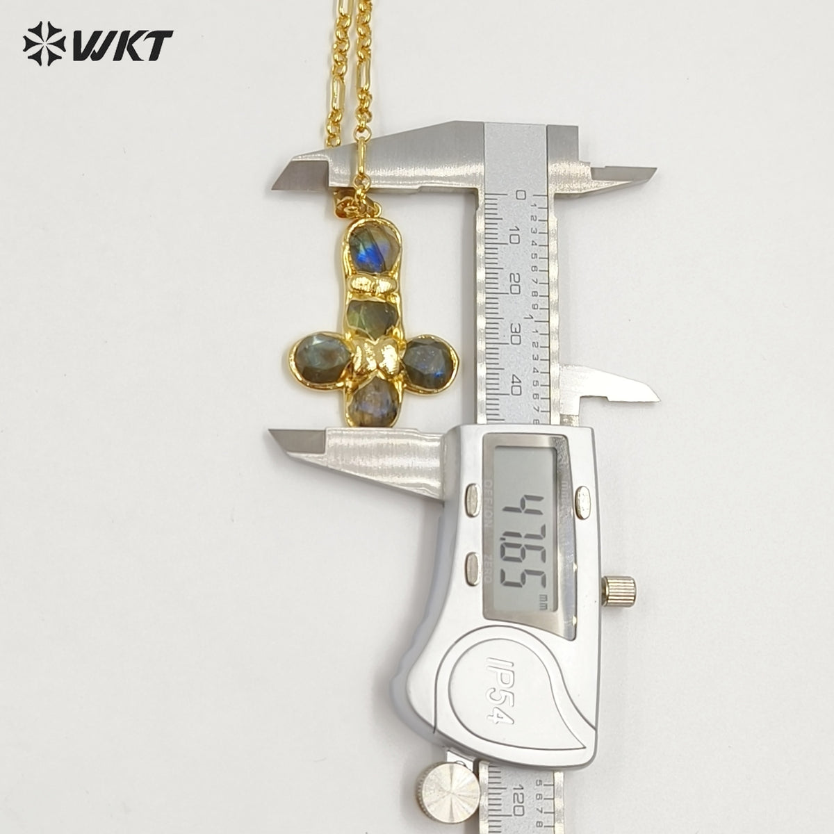 WT-N1495 Newest Wonderful Amazonite Natural Gemstone Back Full Gold Plated Cross Shape Pendant Necklace Fashion Jewelry