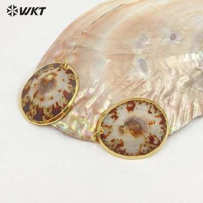 WT-JP500 New Arrival Wholesale Gold Plated Natural textureTurtle Shell Pendant For Women Unique Necklace Earrings Making
