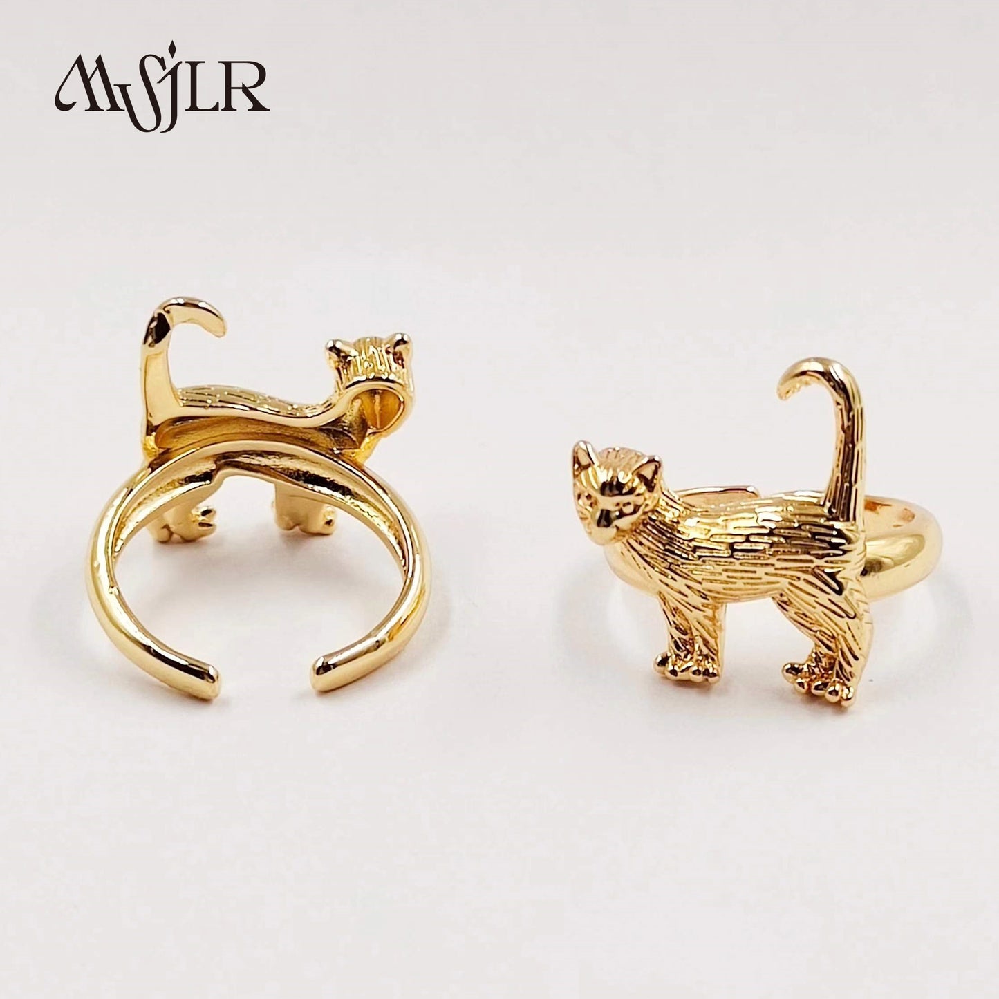 WKT-MVR051 Popular Punk Style European and American Cat Shaped 18k Gold Handpiece Ring Female Open Ring