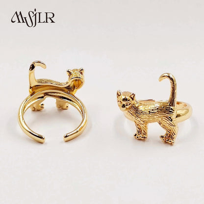 WKT-MVR051 Popular Punk Style European and American Cat Shaped 18k Gold Handpiece Ring Female Open Ring