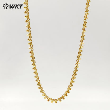 WT-JFN31 Latest Models Stylish Charming 18K Gold Plated Square Round 16 Inch Necklace Jewelry Finished for Both Men and Women