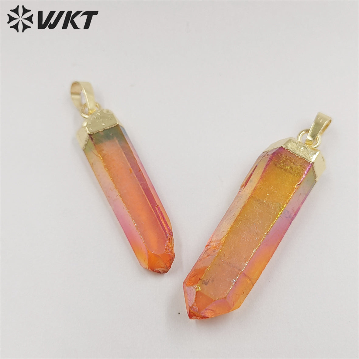 WT-P490 Hot Natural Raw Crystal Quartz Point Pendant Multi Color Aura Healing Energy Stone Pendant for Necklace