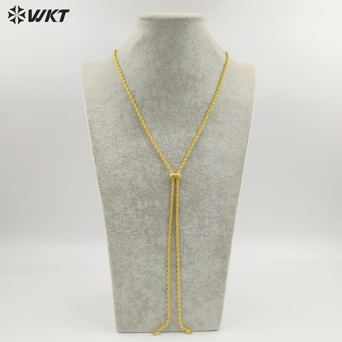 WT-JFN49 Wholesale Fashion Gold Plated Yellow Brass With Unique Clasp Spiral Weaving 35 Inches Necklace For Ladies Daily Wearing