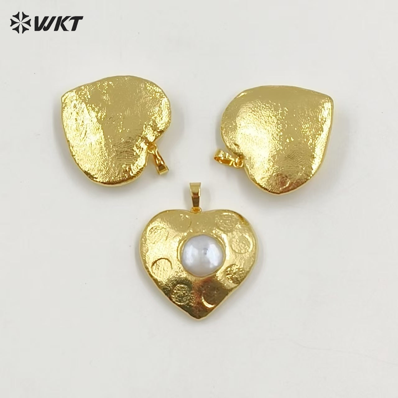 WT-JP397 Lovely WKT Exclusive Design Handmade Gold Plated Natural Freshwater Pearl Heart Pendants
