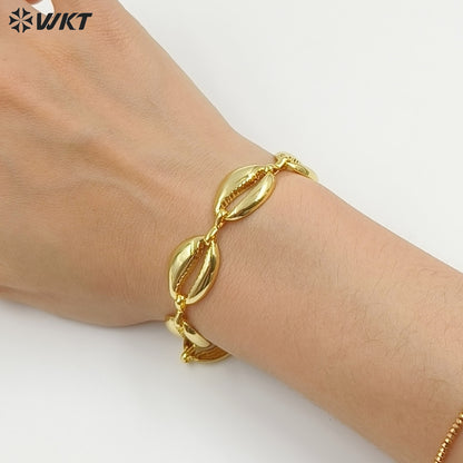 WT-JF370 Wholesale Popular 18K Gold Plated Yellow Brass Shell Shape Metal Women Bracelets For Wedding Jewelry Accessories