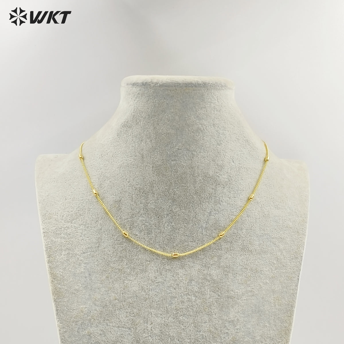 WT-JFN43 High Quality Classical Simple Yellow Brass 18K Gold Plated With Beads Metal Thin Necklace For Ladies Casual Jewelry