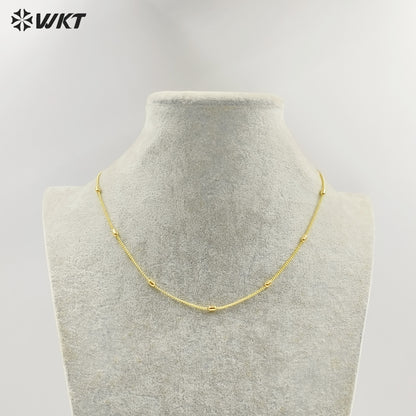 WT-JFN43 High Quality Classical Simple Yellow Brass 18K Gold Plated With Beads Metal Thin Necklace For Ladies Casual Jewelry