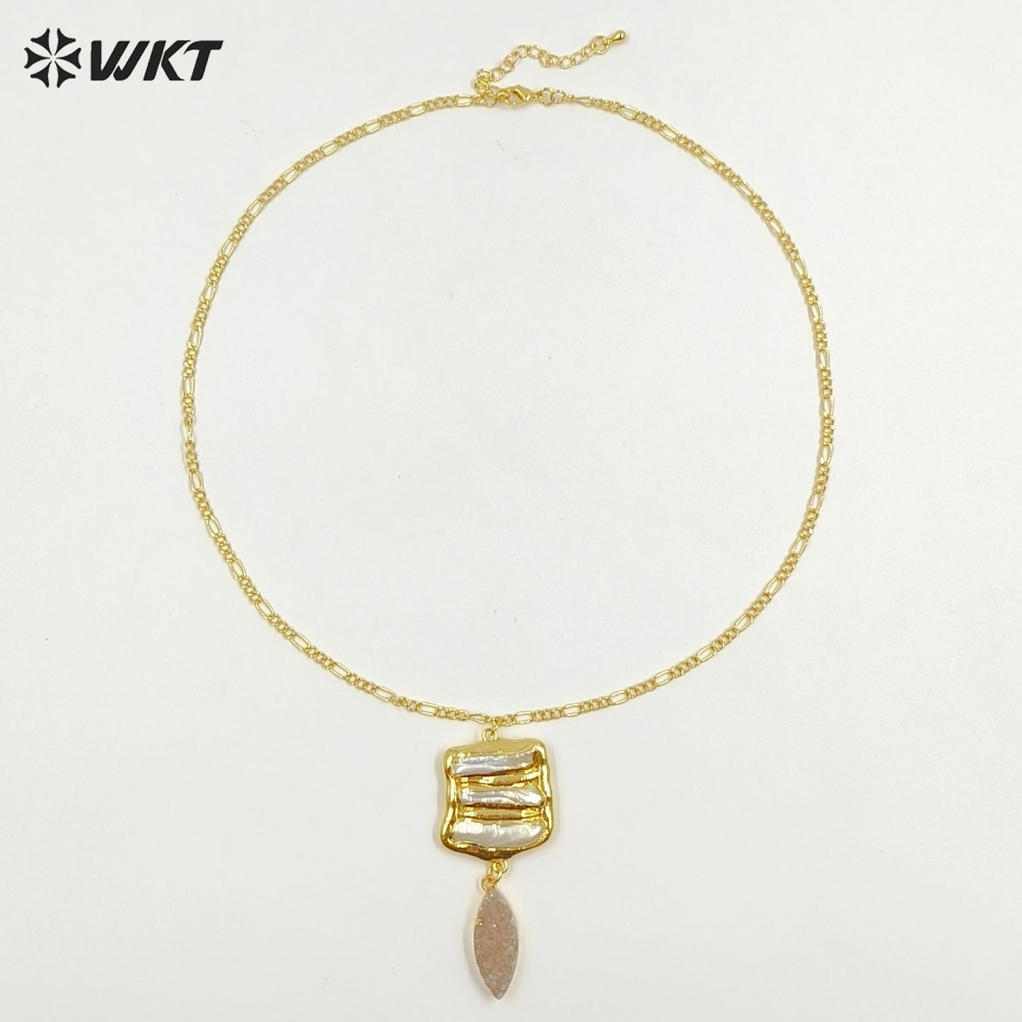 WT-JN397 Newest Elegant Style Natural Pearl And Gemstones Splicing Long Women Gold Necklaces For Party Matching Accessories