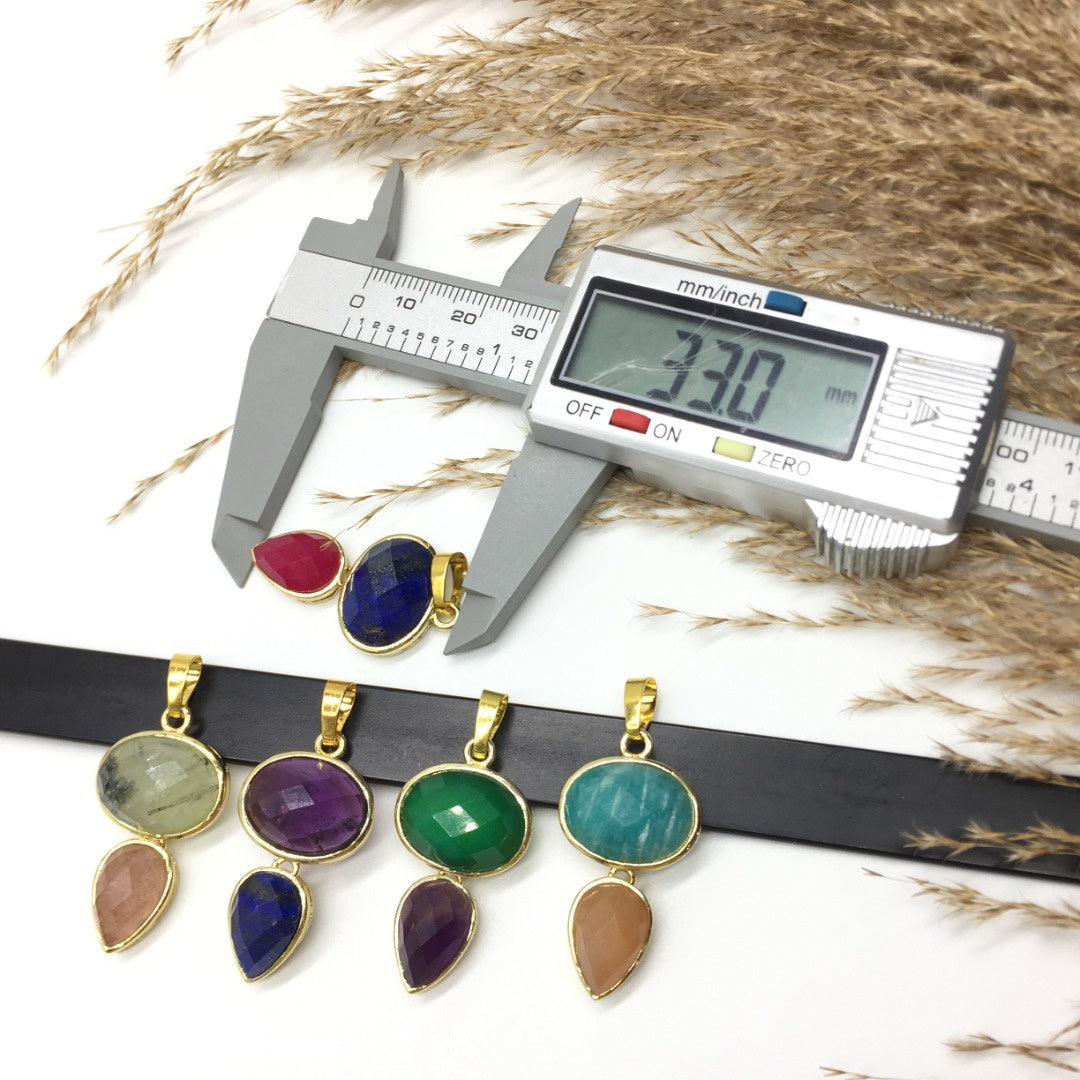 WT-P1931 Wholesale Hot Sale Fashion Natural 18*33mm Double Pendants With a Little Agate High Quality for Necklace
