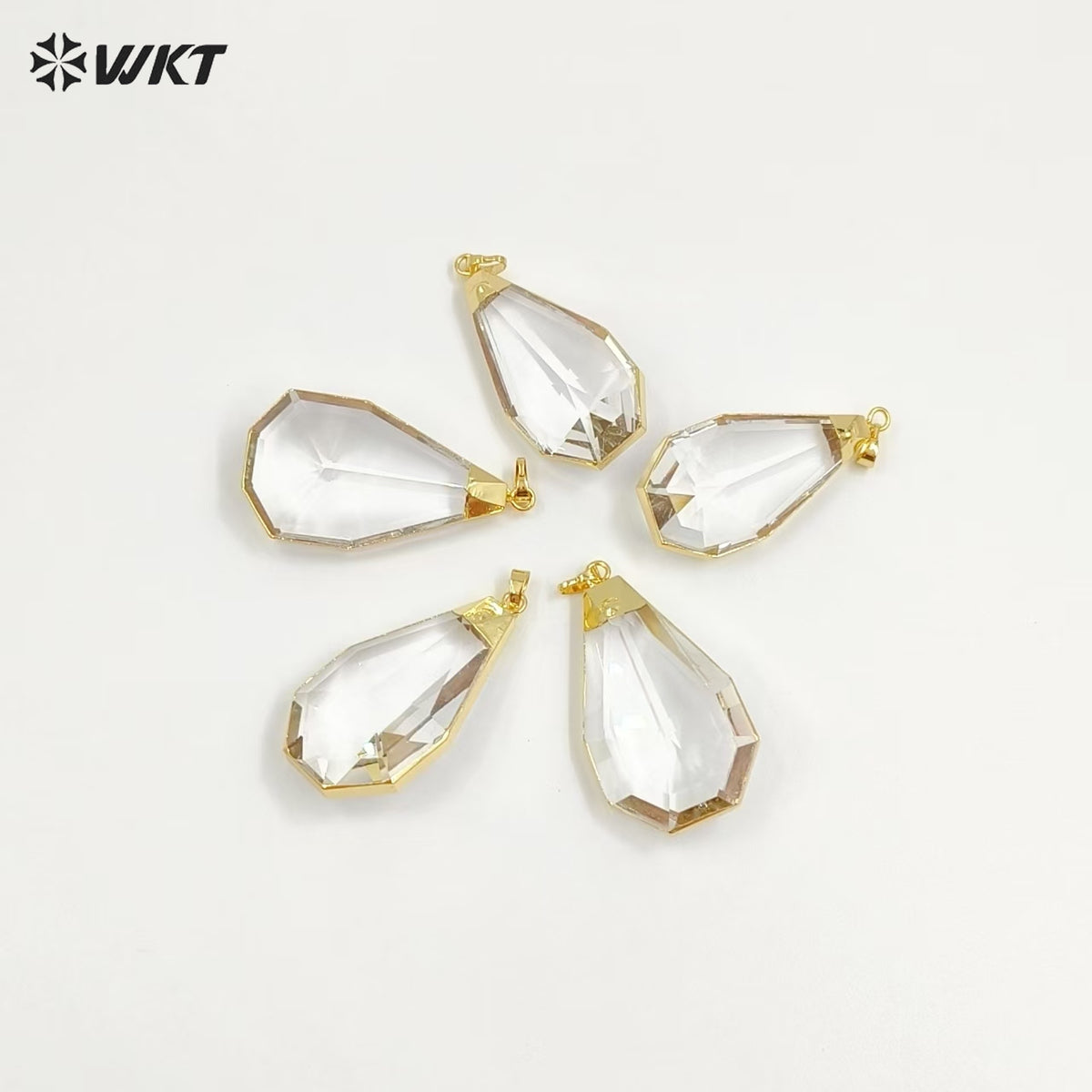WT-P1305 in Stock ! Fashion Design Natural Rock Crystal Pendants Big Size 38*65mm Waterdrop Shape Crystal Pendant