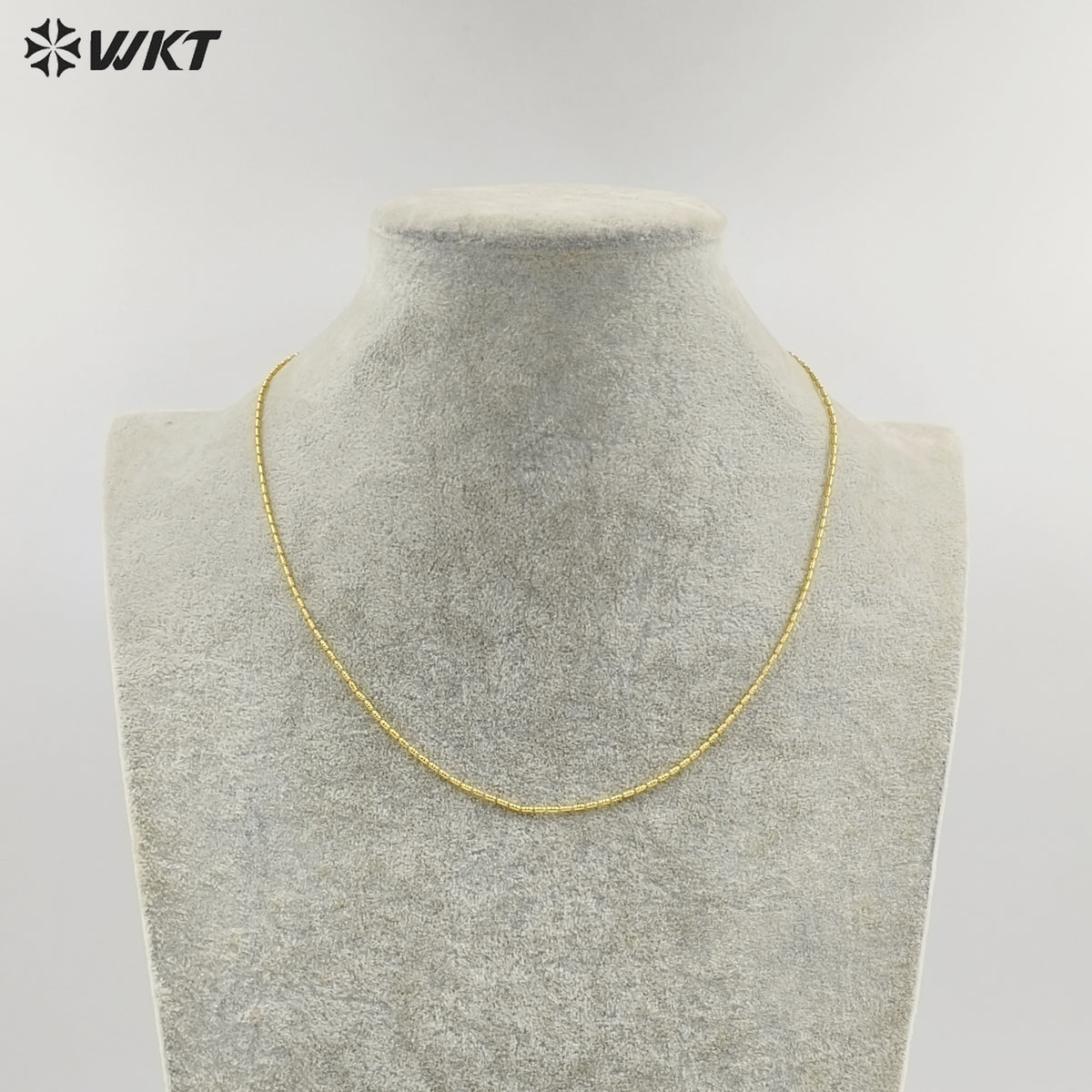 WT-JFN50 Top Quality Simple Classic 18K Gold Electroplated Yellow Brass Metal Fine Handmade Little Long Beads Chain Necklace