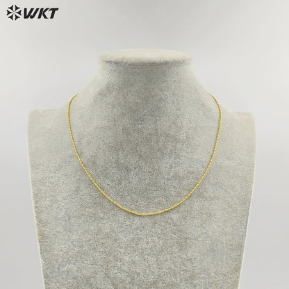 WT-JFN50 Top Quality Simple Classic 18K Gold Electroplated Yellow Brass Metal Fine Handmade Little Long Beads Chain Necklace