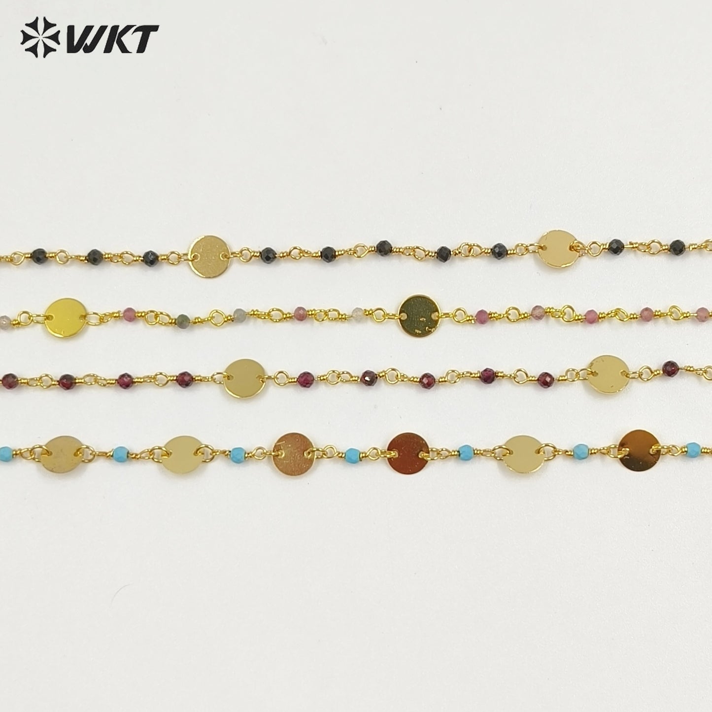 WT-N1536 Delicate Trendy 18K Gold Plated Natural Stone Beads Thin Chain Necklaces For Women Simple Elegant Wearing Jewelry