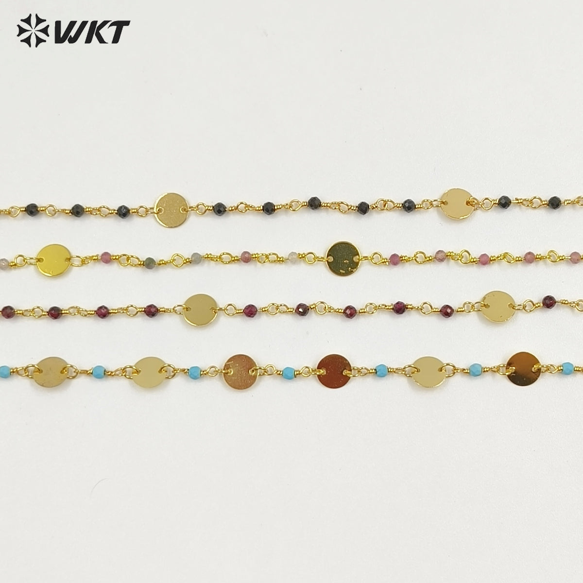 WT-N1536 Delicate Trendy 18K Gold Plated Natural Stone Beads Thin Chain Necklaces For Women Simple Elegant Wearing Jewelry