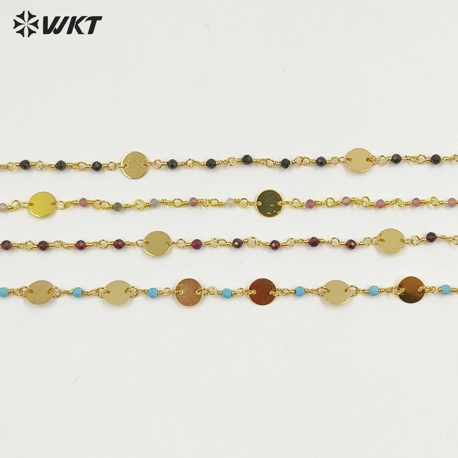 WT-N1536 Delicate Trendy 18K Gold Plated Natural Stone Beads Thin Chain Necklaces For Women Simple Elegant Wearing Jewelry