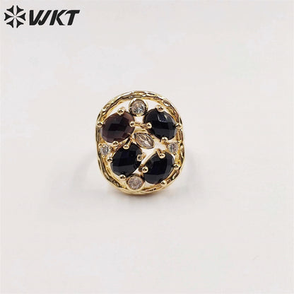 WT-R466 WKT Amazing Gorgeous Natural Stone Ring Micropaved Zircon Setting Precious Gemstone Women Ring