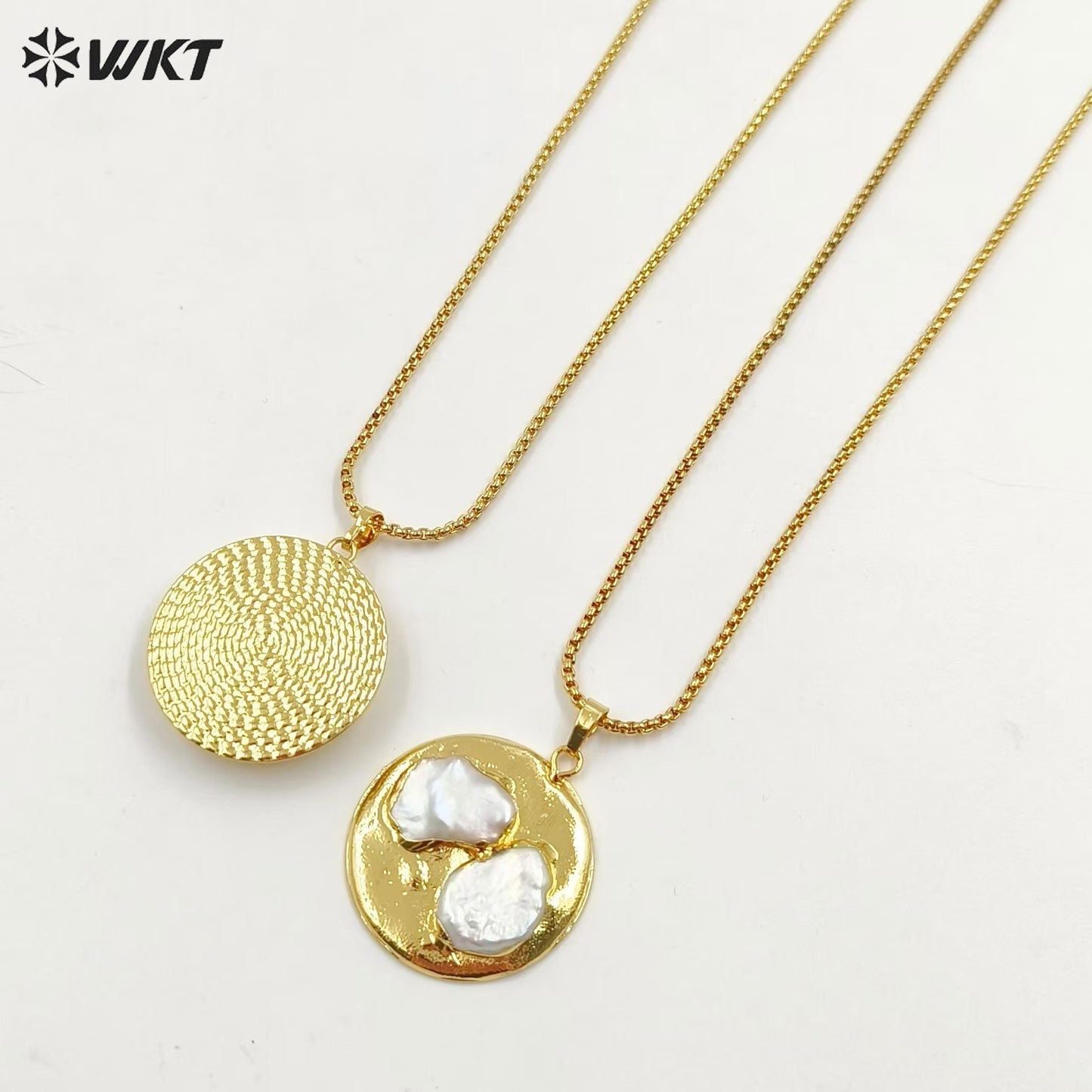 WT-JN306 Wholesale High Quality Attractive 18K Gold Plated Round Large Freshwater Pearl Unisex Necklace for Daily Decoration