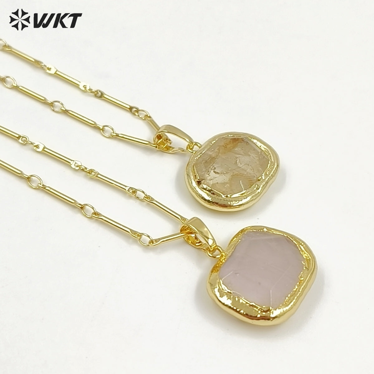 WT-N1184 Newest Natural Amethyst Pendant Necklace Amazonite Pendant Necklace Women Stylish Natural Strawberry Quartz Necklace