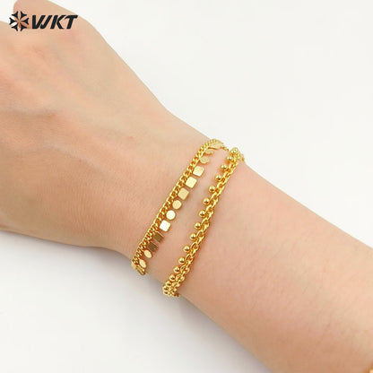 WT-JF353 High Quality New Delicate Natural Yellow Brass 18K Gold Plated Bracelet for Women As Birthday Gift Jewelry Finding
