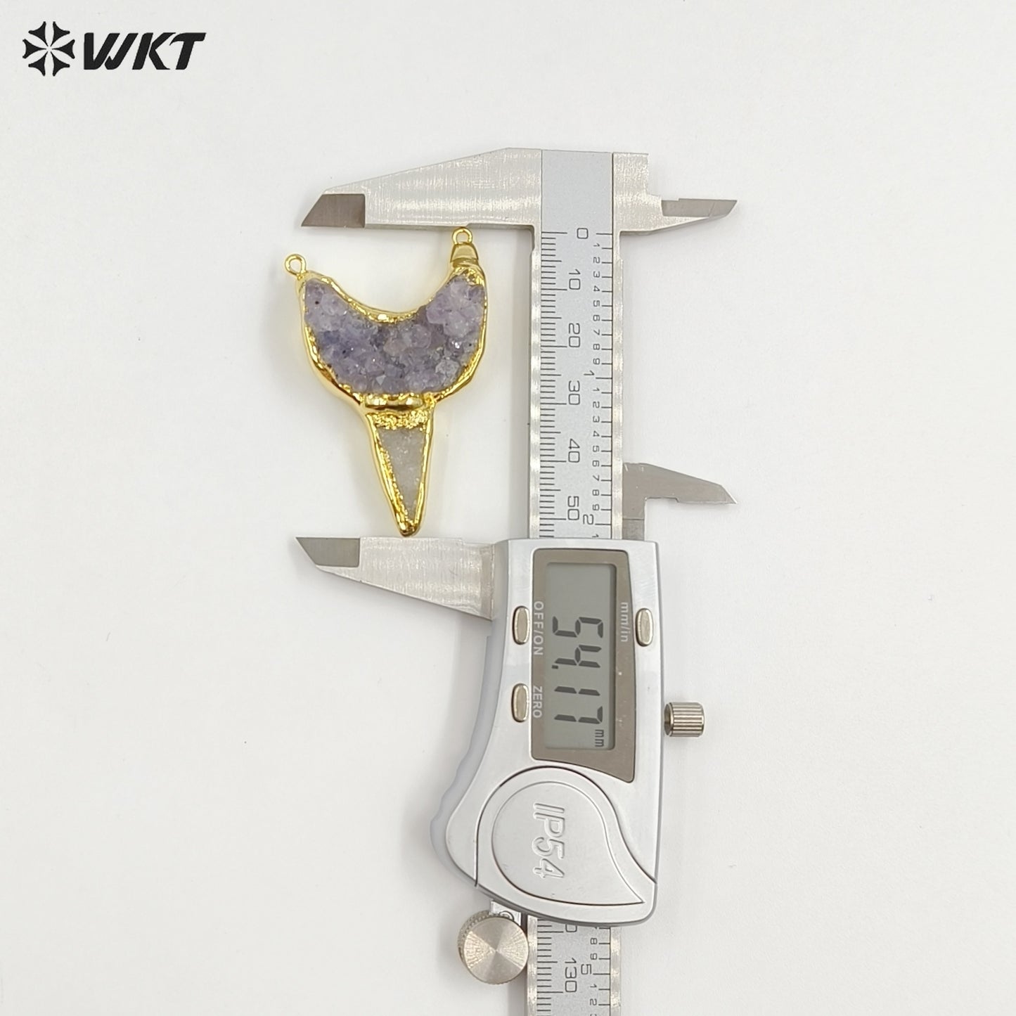 WT-P2062 New Arrival Gold Electroplated Natural Amethyst And Quartz Pendant With Double Hoops For Vintage Style Necklace Making