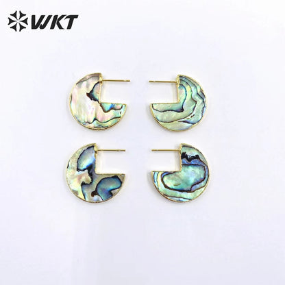 WT-MPE077 Wholesale Gold Plated Natural MOP Shell Earring Women Crescent Horn Earring for Wedling or Office Style Earrings
