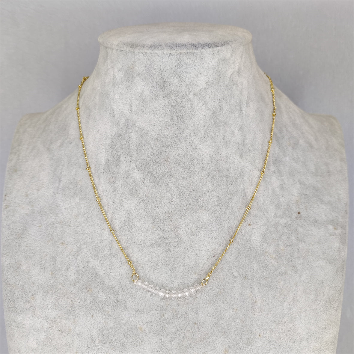 BFN018 Fashion 16 Inch Long White Crystal Tourmaline Pearl Amethysts Healing Crystal Rose Quartz Beads Necklace Chain Necklace