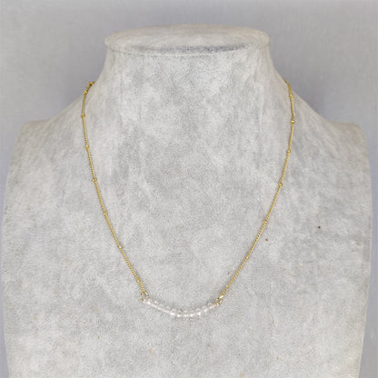 BFN018 Fashion 16 Inch Long White Crystal Tourmaline Pearl Amethysts Healing Crystal Rose Quartz Beads Necklace Chain Necklace