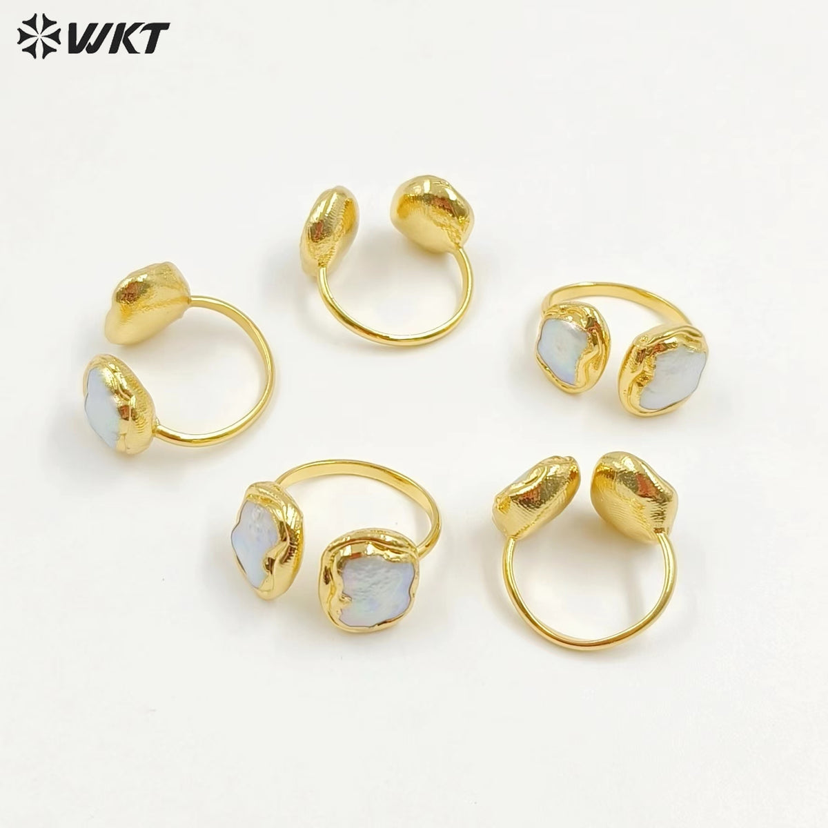 WT-MPR029 Stylish and Charming Simple Ring Natural Pearl Adjustable Rings Wire Wrap Shape for Women Gifts Pearl Ring
