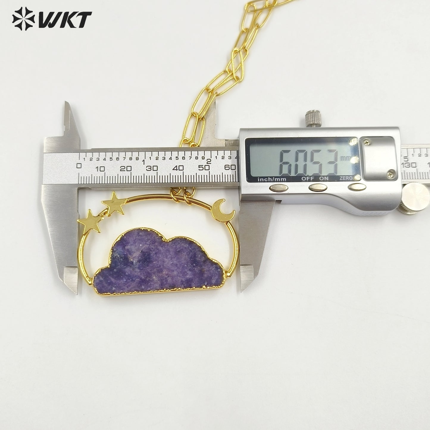 WT-N1447 WKT Exclusive Design Fashion 18K Real Gold Plated Resist Tarnishable Natural Stone Clouds Pendant Necklace Lovely Made