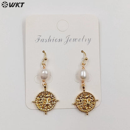 WT-MPE106 Wholesale Popular Unique Design Sailor Style Europe Trendy Charming Pearl Long Dangle Earrings