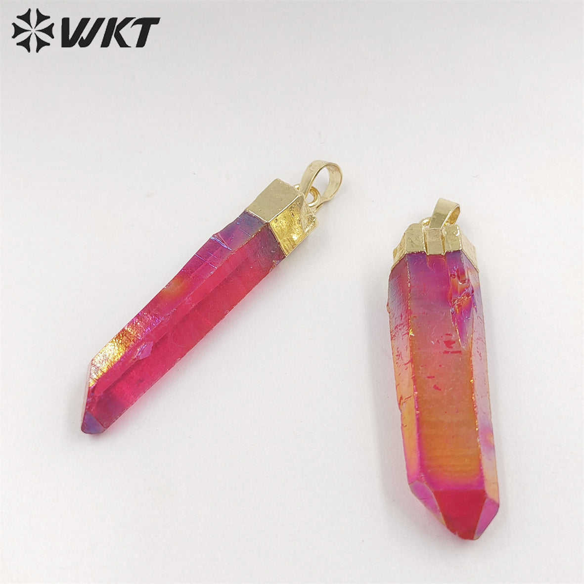 WT-P490 Hot Natural Raw Crystal Quartz Point Pendant Multi Color Aura Healing Energy Stone Pendant for Necklace