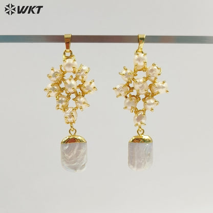 WT-JP456 Exclusive Elegant Design Gold Electroplated Multi Natural Freshwater Pearl Pendants For Lady Gift Making Accessory