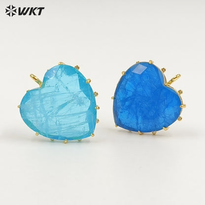 WT-P2101 Newest Popular Charms Gold Electroplated Colorful Stones Heart Shape Pendants As Women Romantic Jewelry Presents