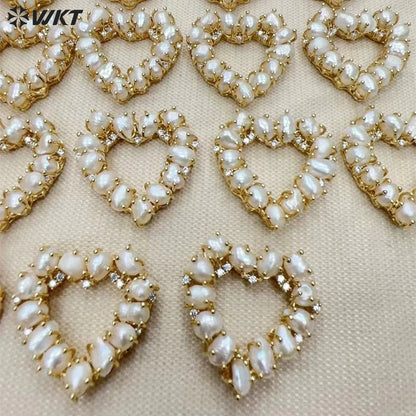 WT-JP365 Wholesale New Design Fashion 18K Real Gold Plated Micro Pave Cubic Zircon Frewhater Rice Pearl Pendants