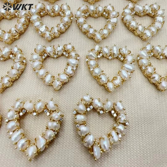WT-JP365 Wholesale New Design Fashion 18K Real Gold Plated Micro Pave Cubic Zircon Frewhater Rice Pearl Pendants