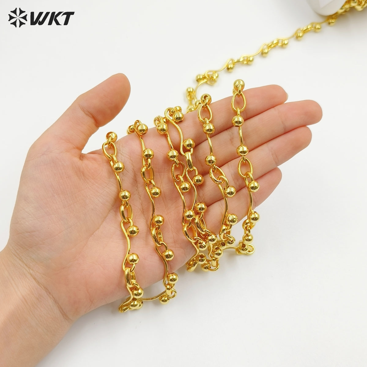WT-BC261 Wonderful Jewelry DIY Accessories Chain Unique Design With Metal Beads Yellow Brass Gold Electroplated Wholesale
