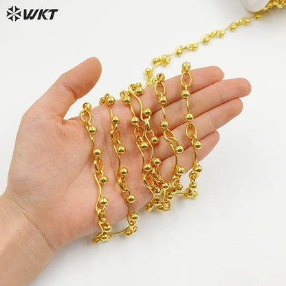 WT-BC261 Wonderful Jewelry DIY Accessories Chain Unique Design With Metal Beads Yellow Brass Gold Electroplated Wholesale