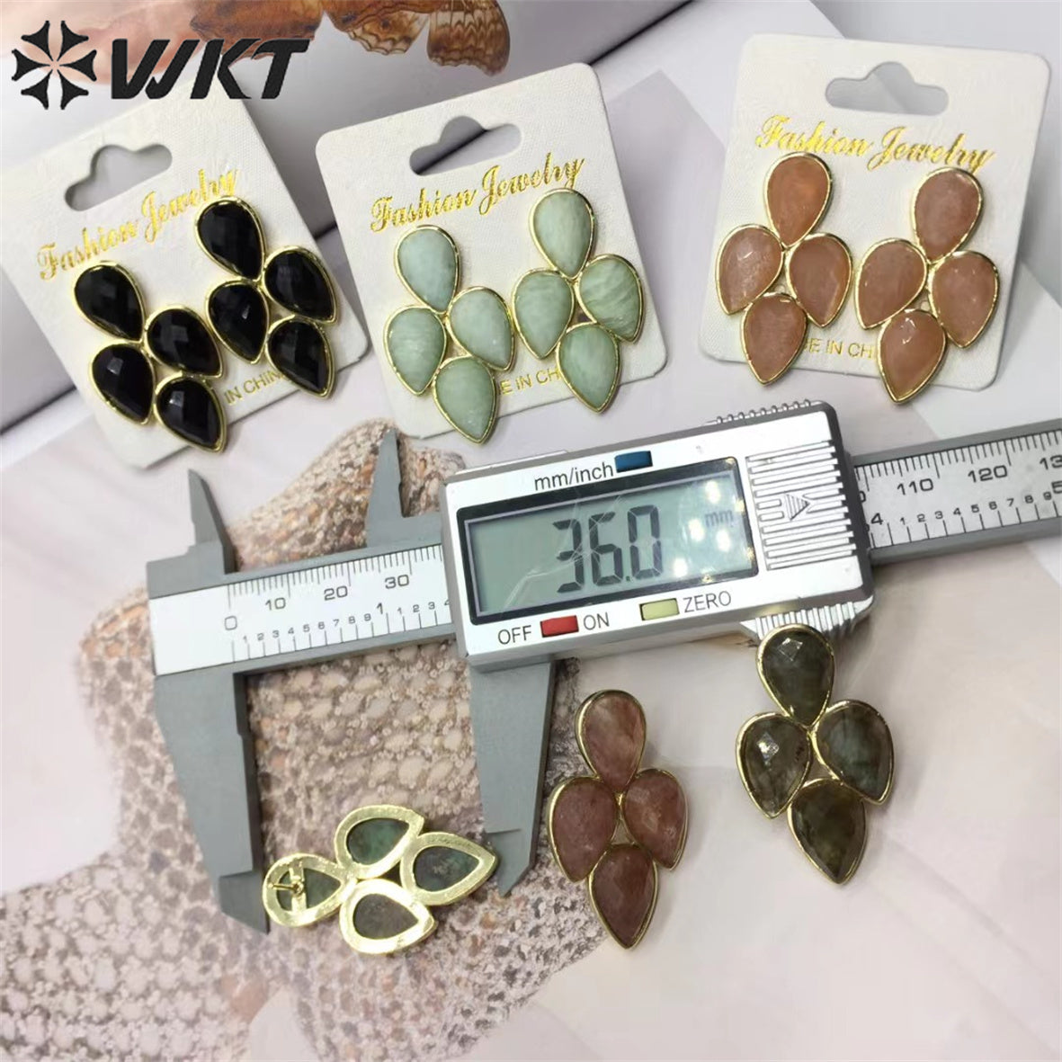 WT-E704 Newest Fashion Gold Electroplated Multi Gemstone Studs Earrings Gorgeous Women Water Drop Lapis Quartz Wedding Earrings