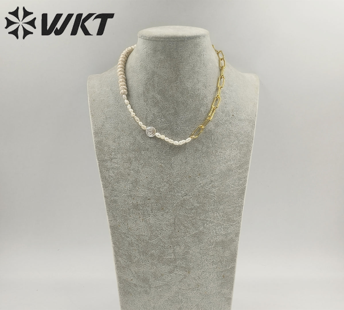 WT-JN243 Wholesale Vintage Trendy Turquoise and Pearl 18k Chain Gold Plated Elegant Exquisite High Quality Pendant Necklace