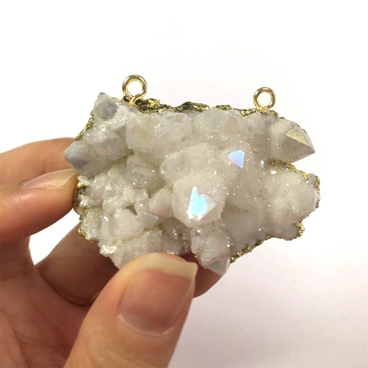 WT-P623 Fashion Amazing Angel Aura Pendant Cluster Crystal Quartz Aura Angel Quartz Pendant Natural Randomly Shape Stone Pendant
