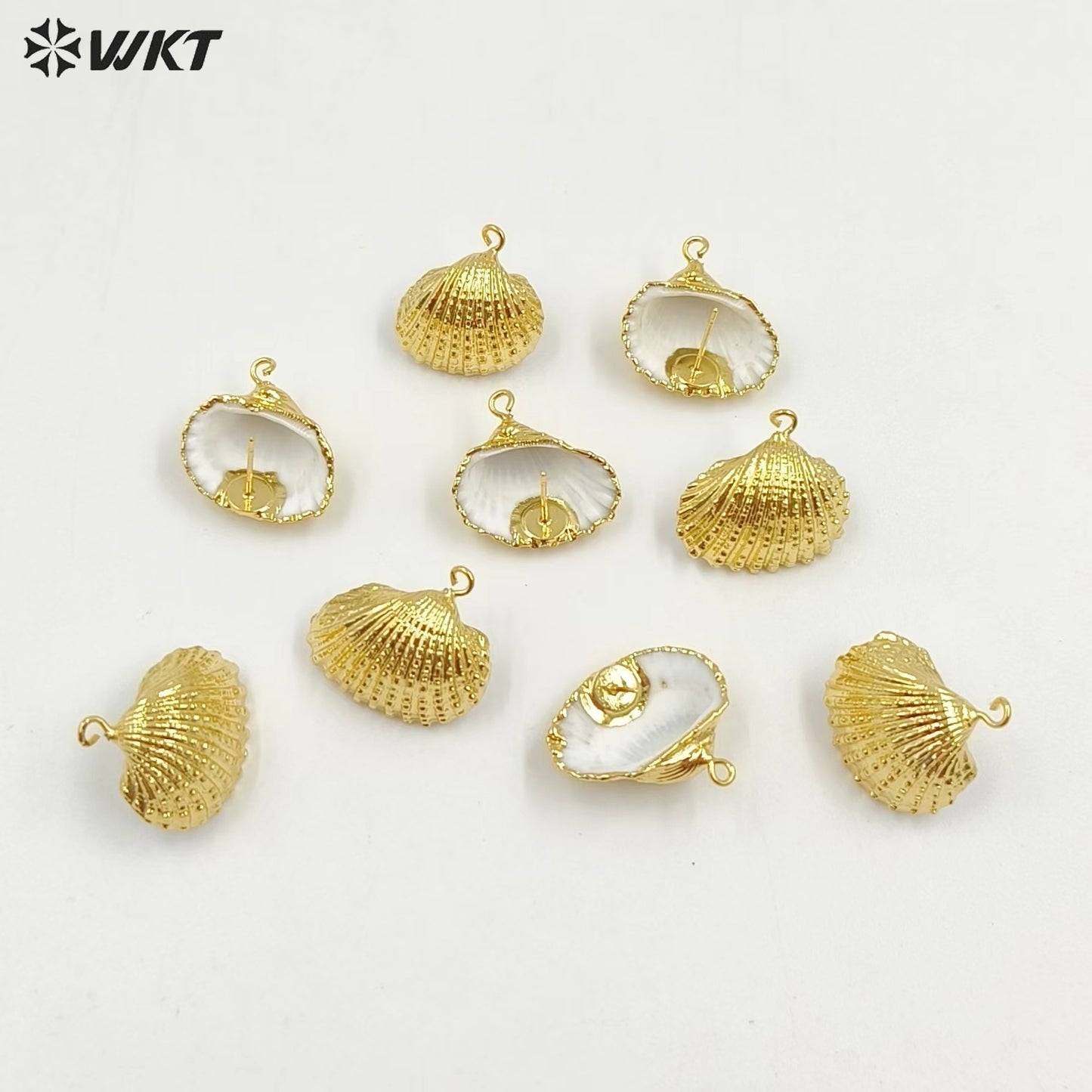 WT-JFE12 Exquisite Minimalist Shell Shaped Elegant 18k Gold Plated Copper Plating Hoops Trendy Earring Findings
