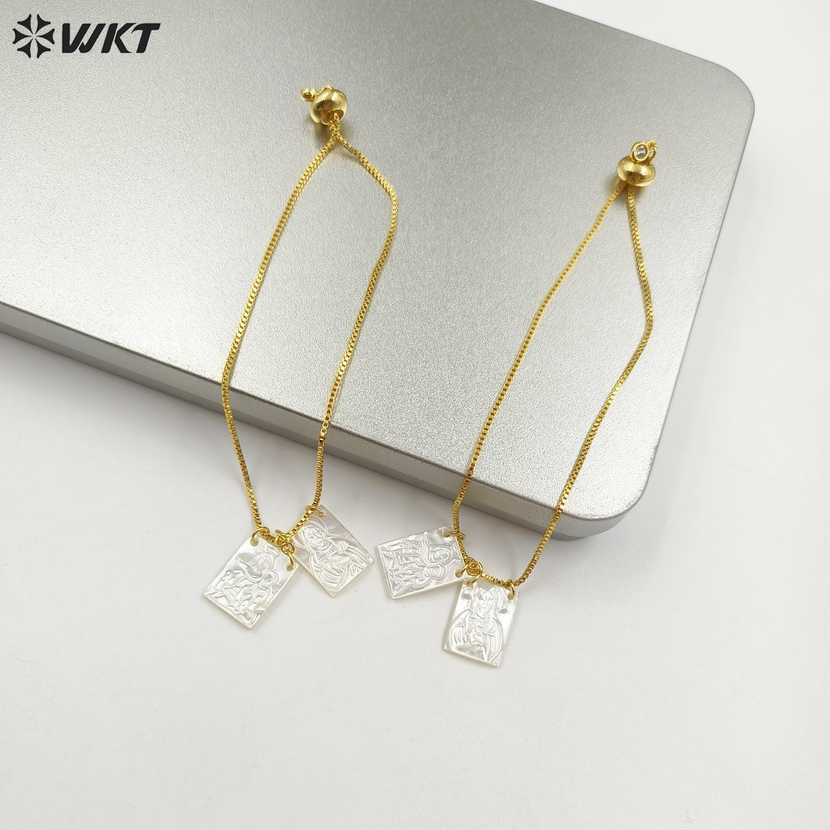 WT-MPB117 New Elegant Religious 18K Gold Plated Prayer Square Bracelet for Girls Finished Jewelry As Daily Decoration and Gift