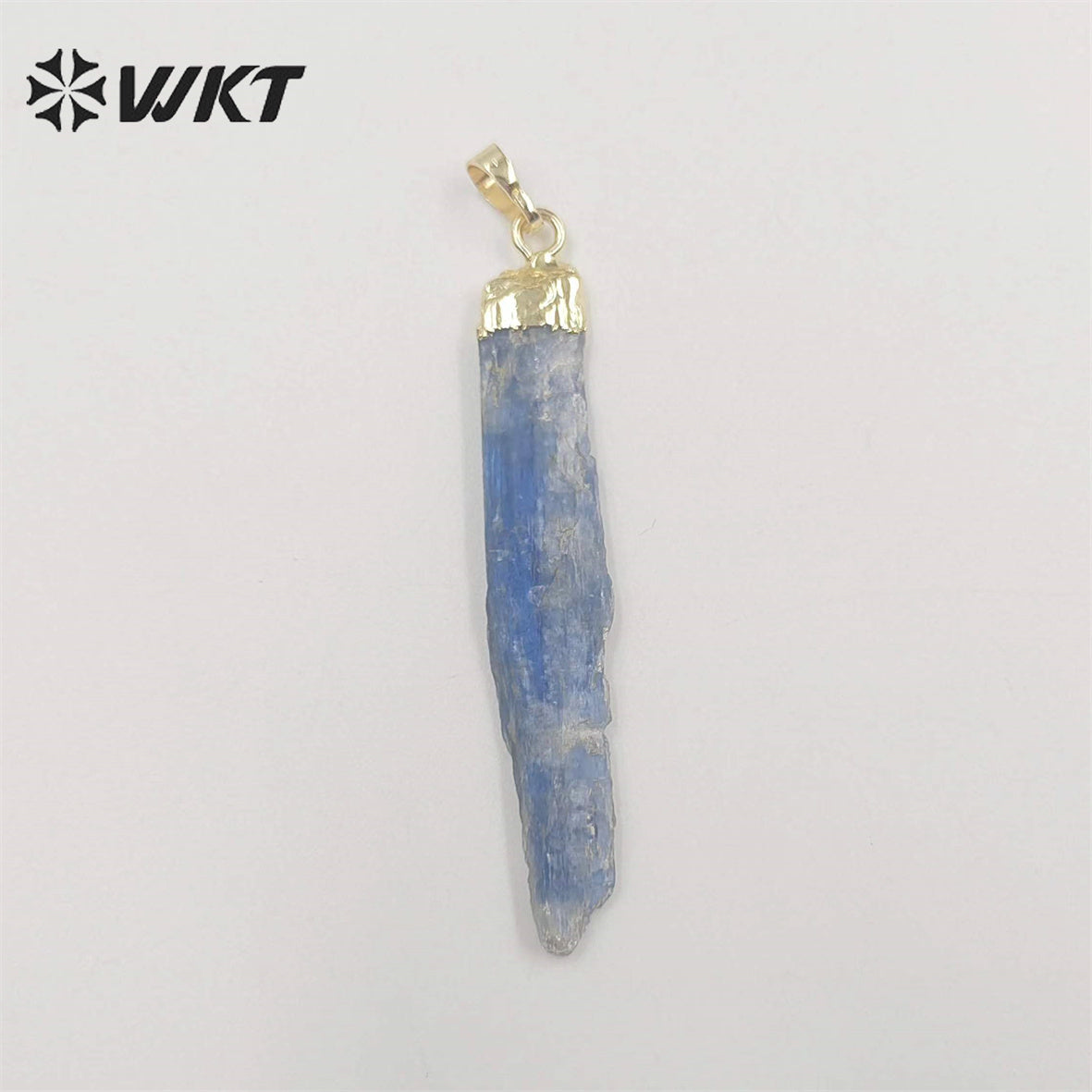 WT-P500 Beautiful Natural Raw Blue Kyanite Pendants with Gold Electroplated on Top