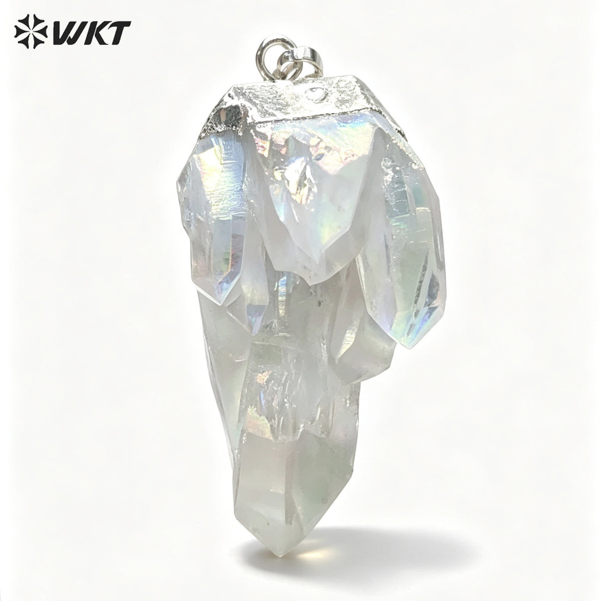 WT-P1070 Newest Fashion Raw Angel Crystal Quartz Point Pendant with AB Color Gold Plated Angel Quartz Pendant