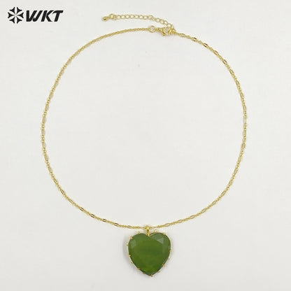 WT-N1525 Wonderful Gold Thin Chain With Colorful Stones Heart Shape Pendant Necklaces For Dance Party Matching Jewelry