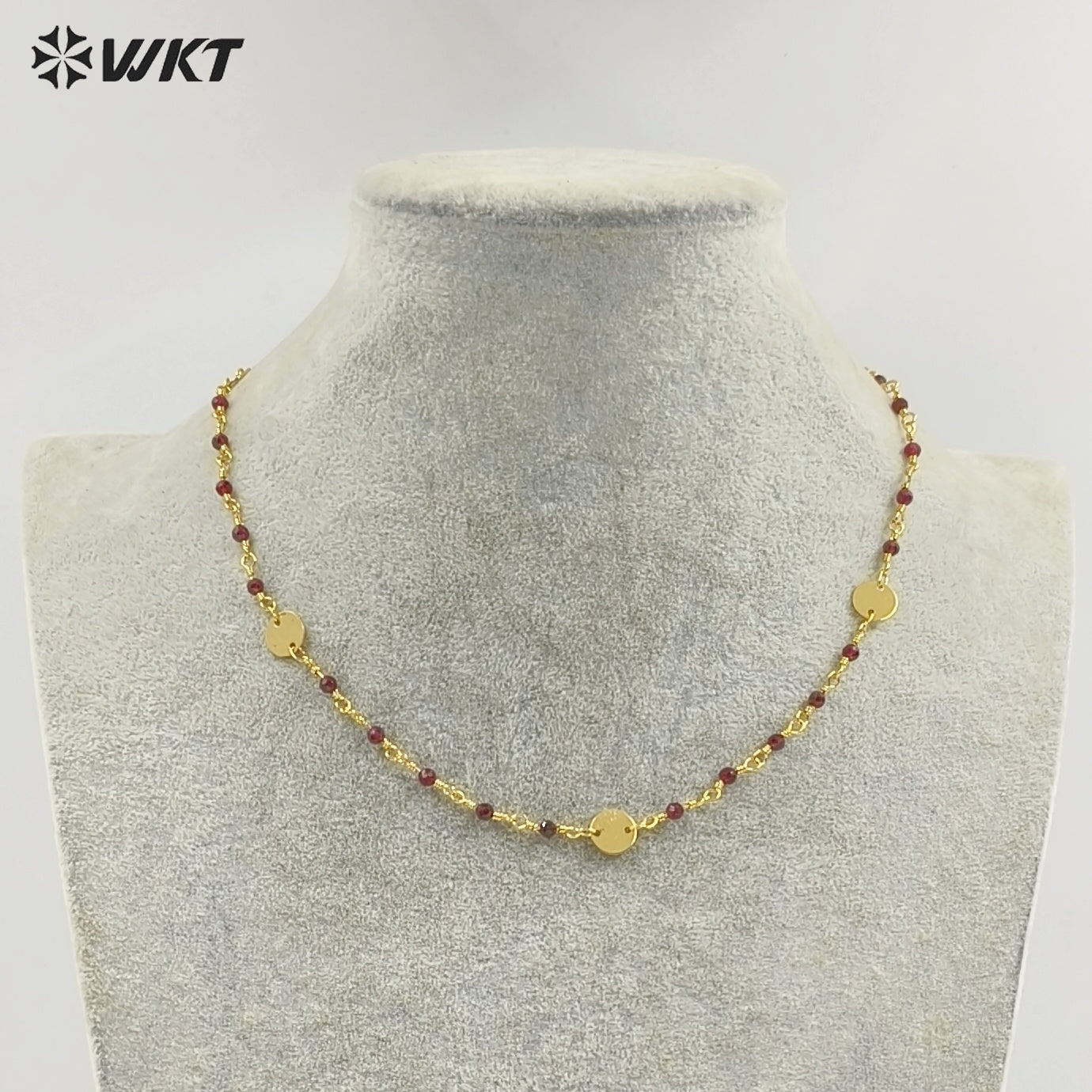 WT-N1536 Delicate Trendy 18K Gold Plated Natural Stone Beads Thin Chain Necklaces For Women Simple Elegant Wearing Jewelry