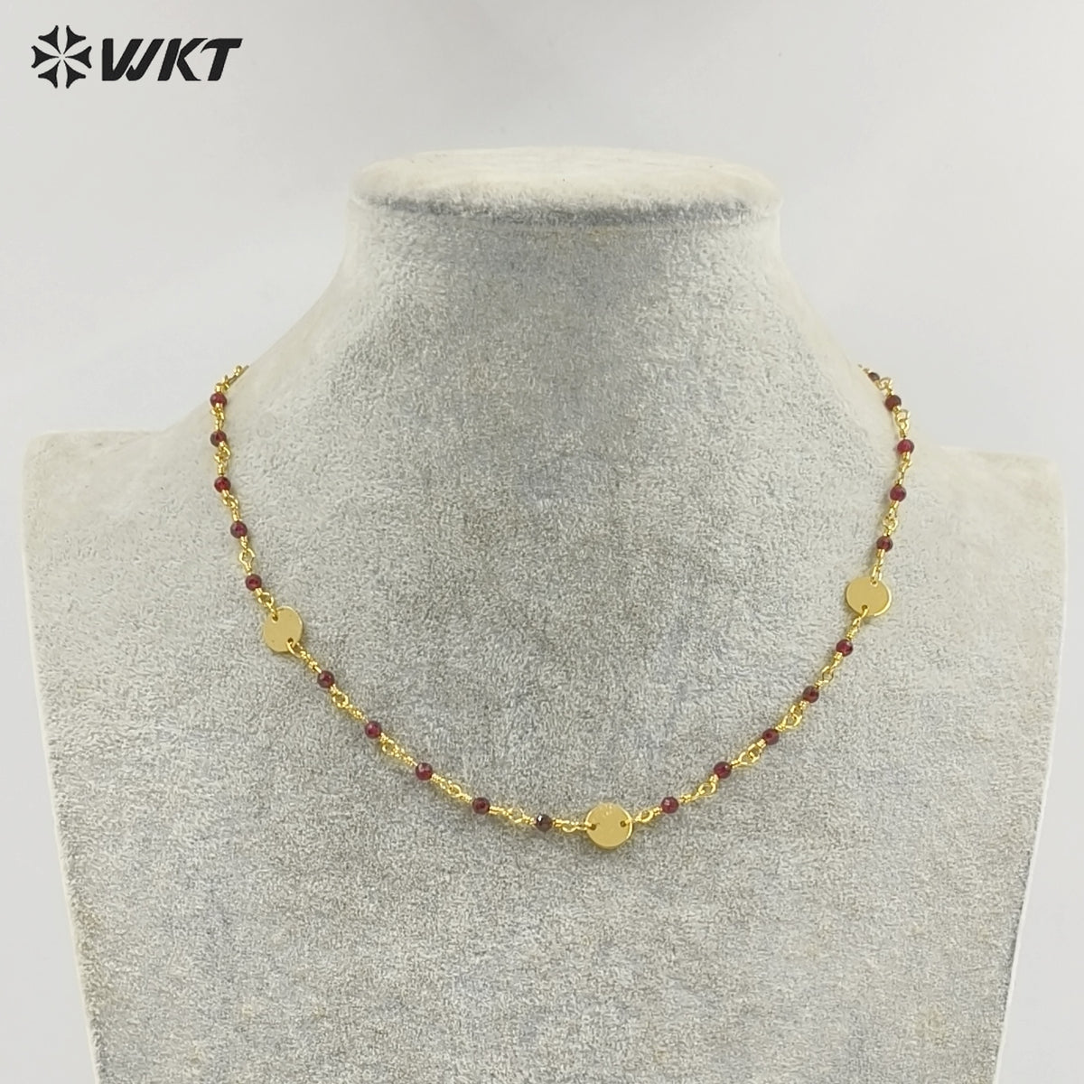 WT-N1536 Delicate Trendy 18K Gold Plated Natural Stone Beads Thin Chain Necklaces For Women Simple Elegant Wearing Jewelry