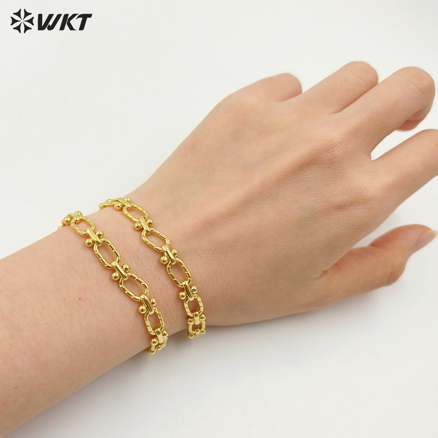 WT-BC219 Hand Made New Design 18K Real Gold Plated Yellow Brass Embossed Jewelry Chain Sell by Meter for Necklace Bracelet Parts