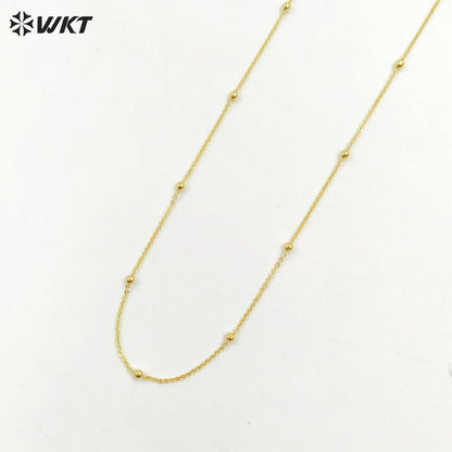 WT-N1058 New Coming Fashion Real Gold Plating Chain Necklace Beads Brass Necklace Chain