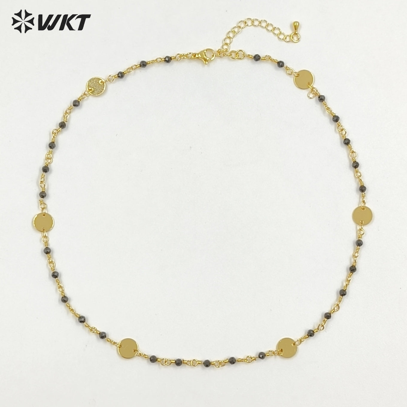 WT-N1536 Delicate Trendy 18K Gold Plated Natural Stone Beads Thin Chain Necklaces For Women Simple Elegant Wearing Jewelry